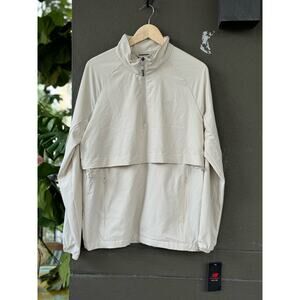 NWT New Balance Womens Large 4-Way Stretch RipStop 1/4 Zip Beige Pullover Jacket